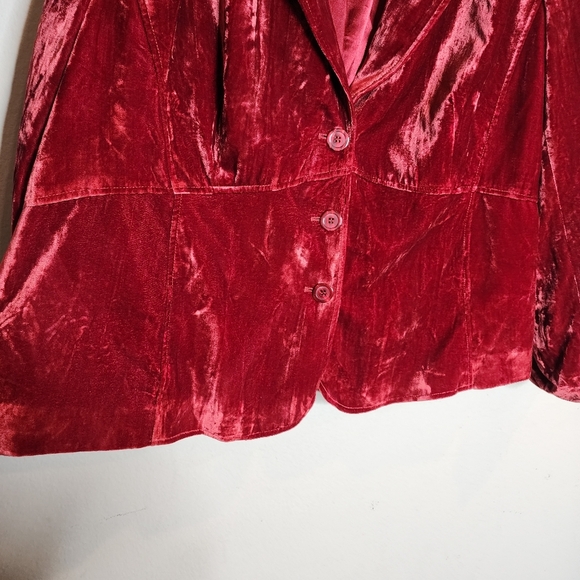 Lane Bryant Red Velvet Button Blazer Jacket Plus Size 24 - Picture 12 of 14